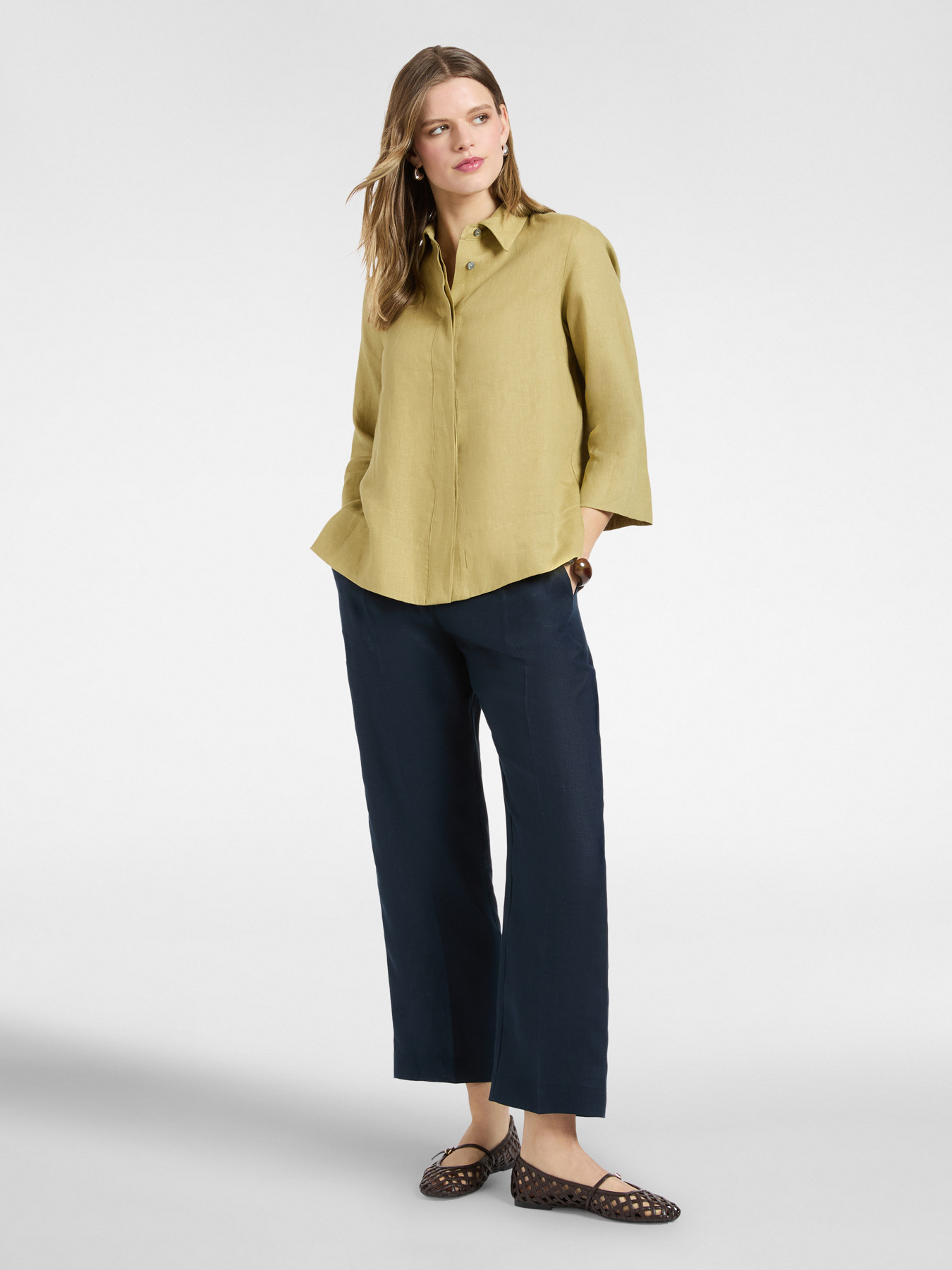 Camicia boxy in lino image number 2