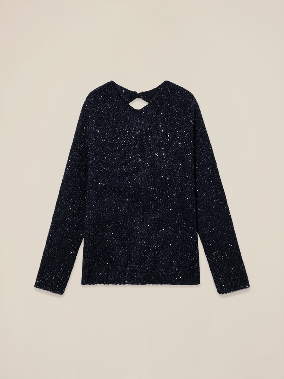 Maglia misto mohair con micro paillettes