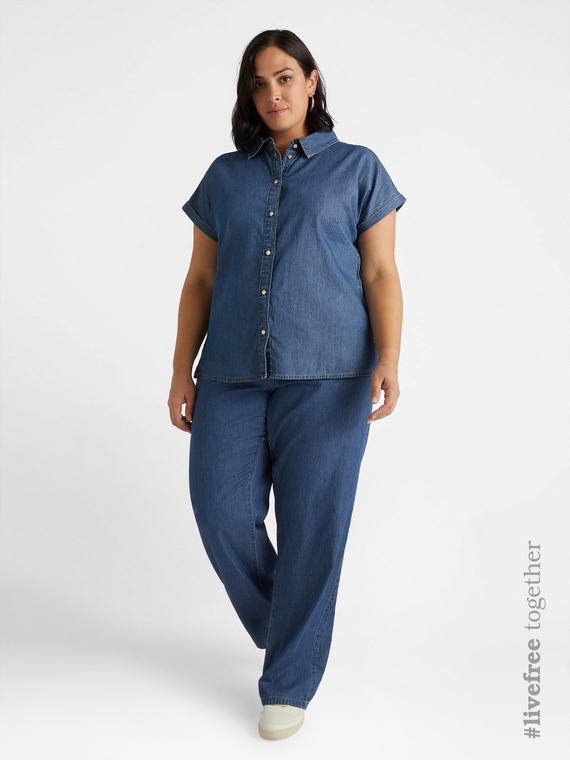 Camicia boxy in denim chambray