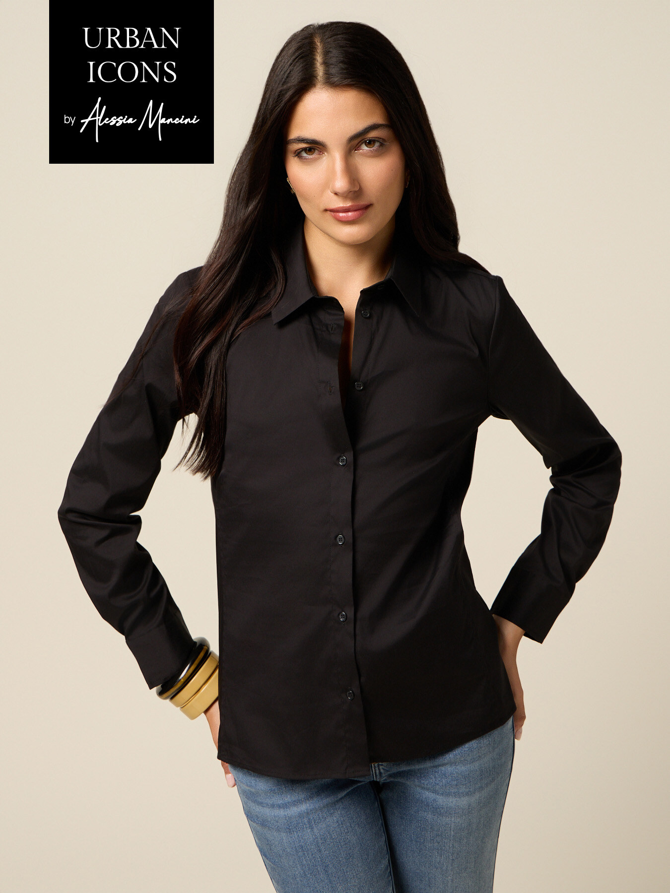Camicia basic in popeline image number 0