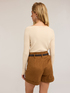Boat neck top in flat rib knit image number 1