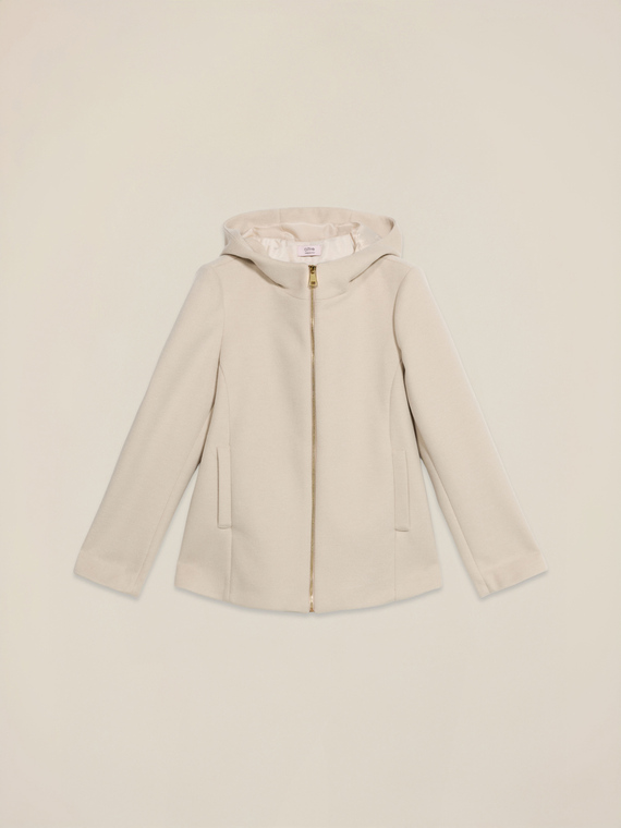 Kurze Jacke mit Kapuze und Reißverschluss