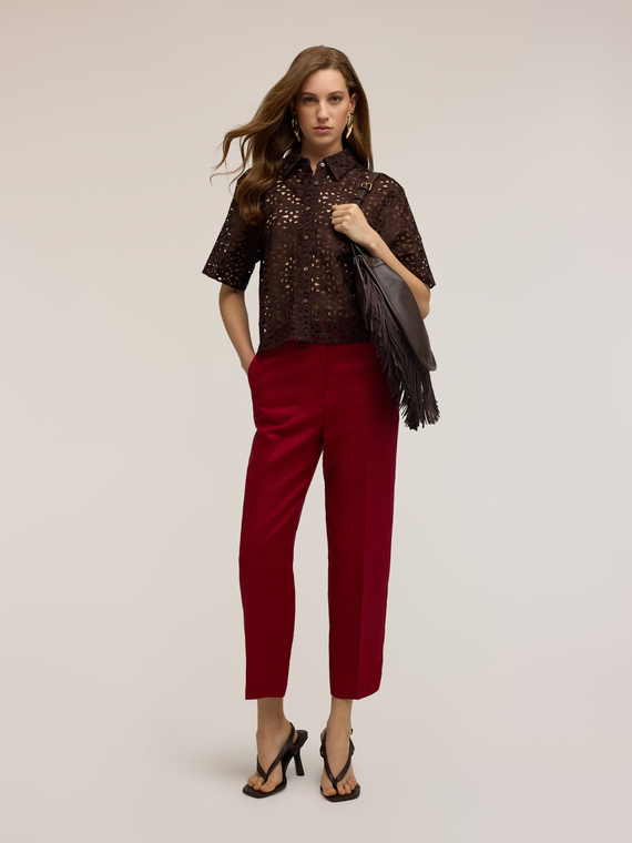 Pantaloni regular din amestec de in
