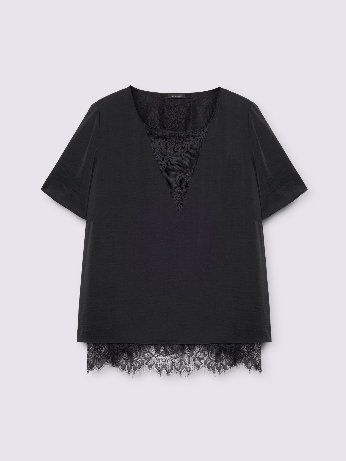 Satin blouse with lace details image number 4