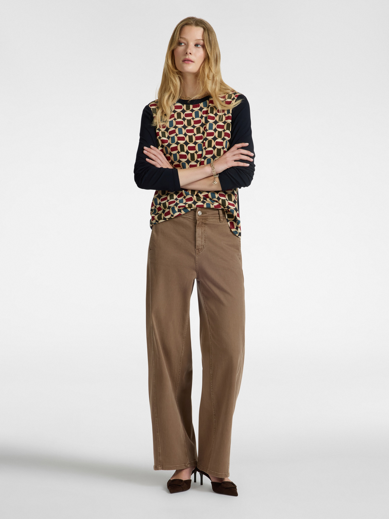 T-shirt with printed silk front image number 2