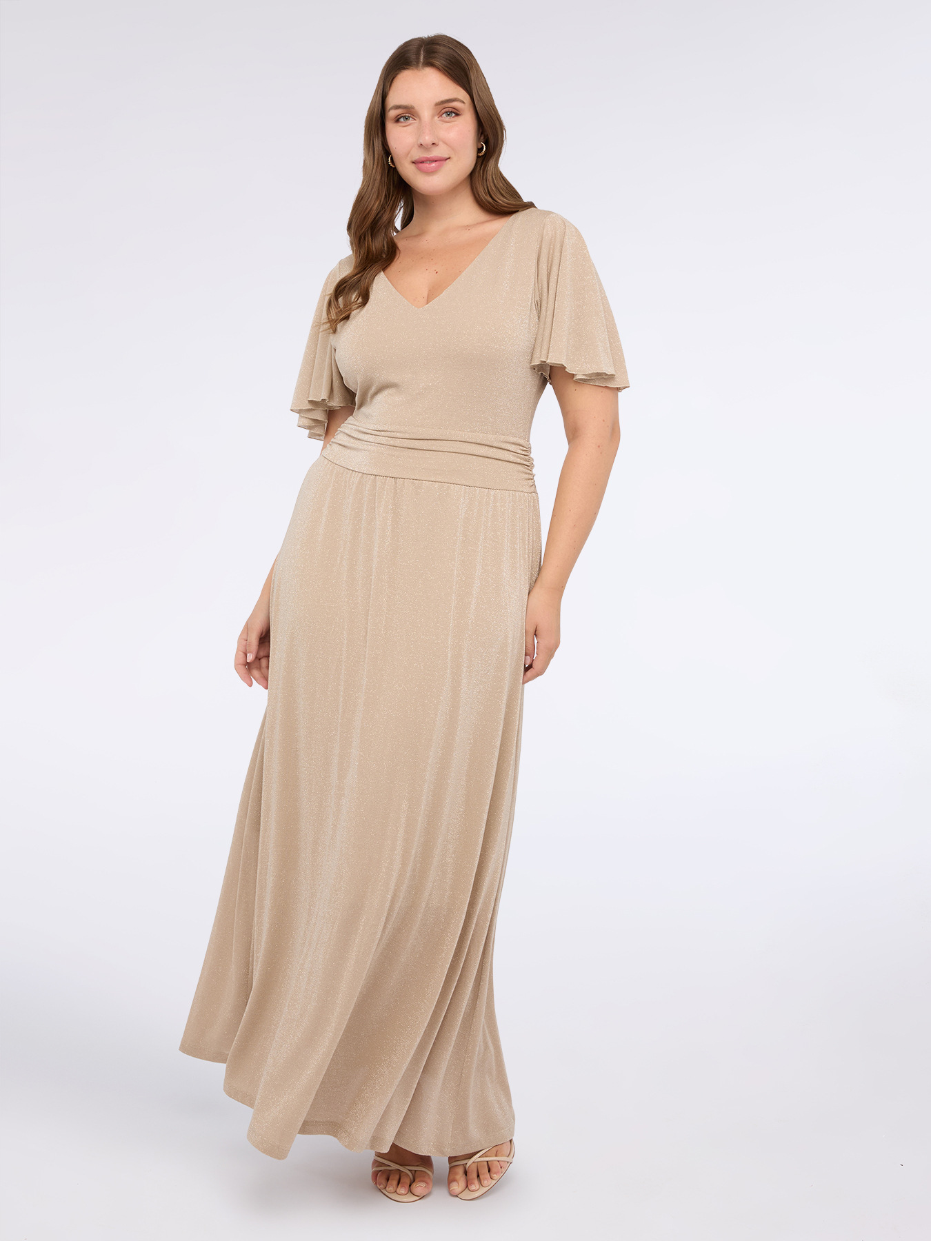 Robe longue en jersey lurex avec décolleté en V image number 0
