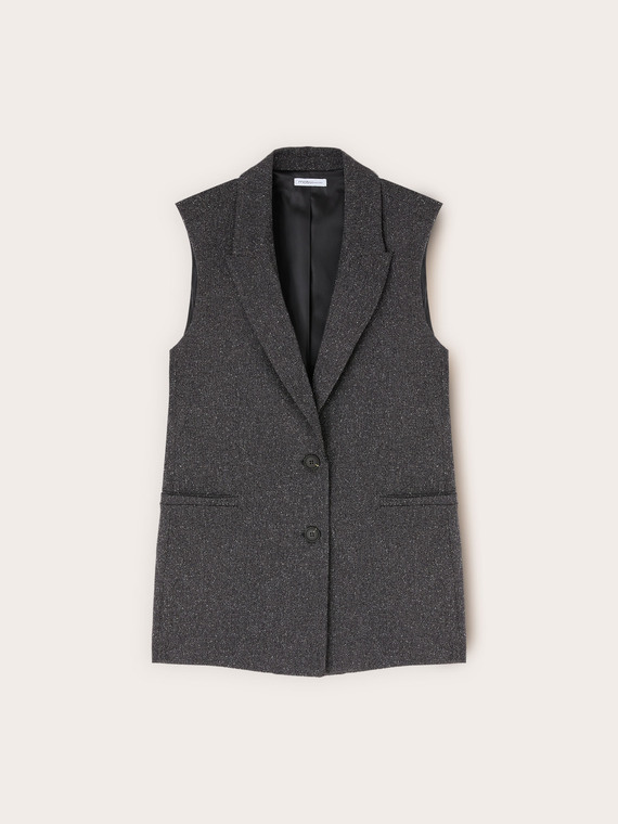 Tailored yarn-dyed vest with lapels