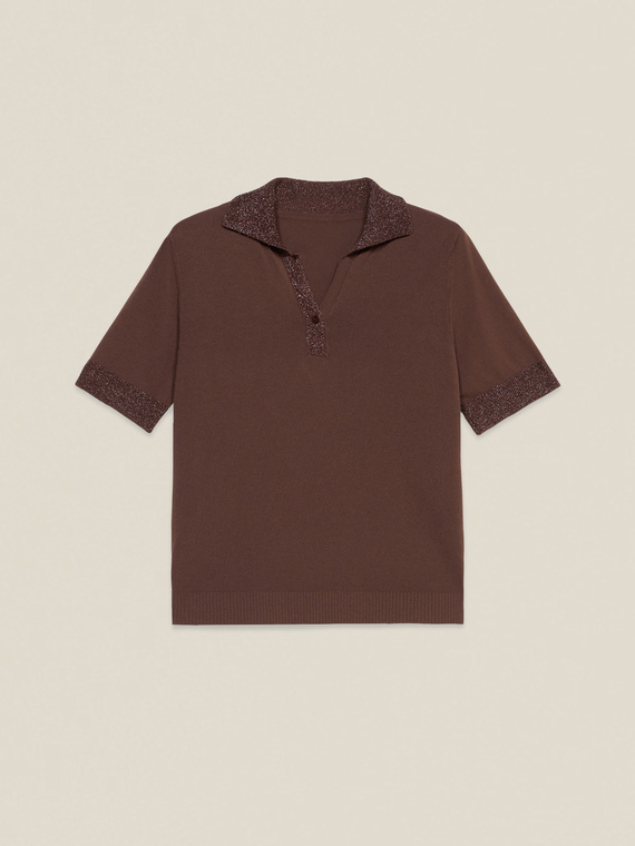 Tricou polo cu detalii lurex