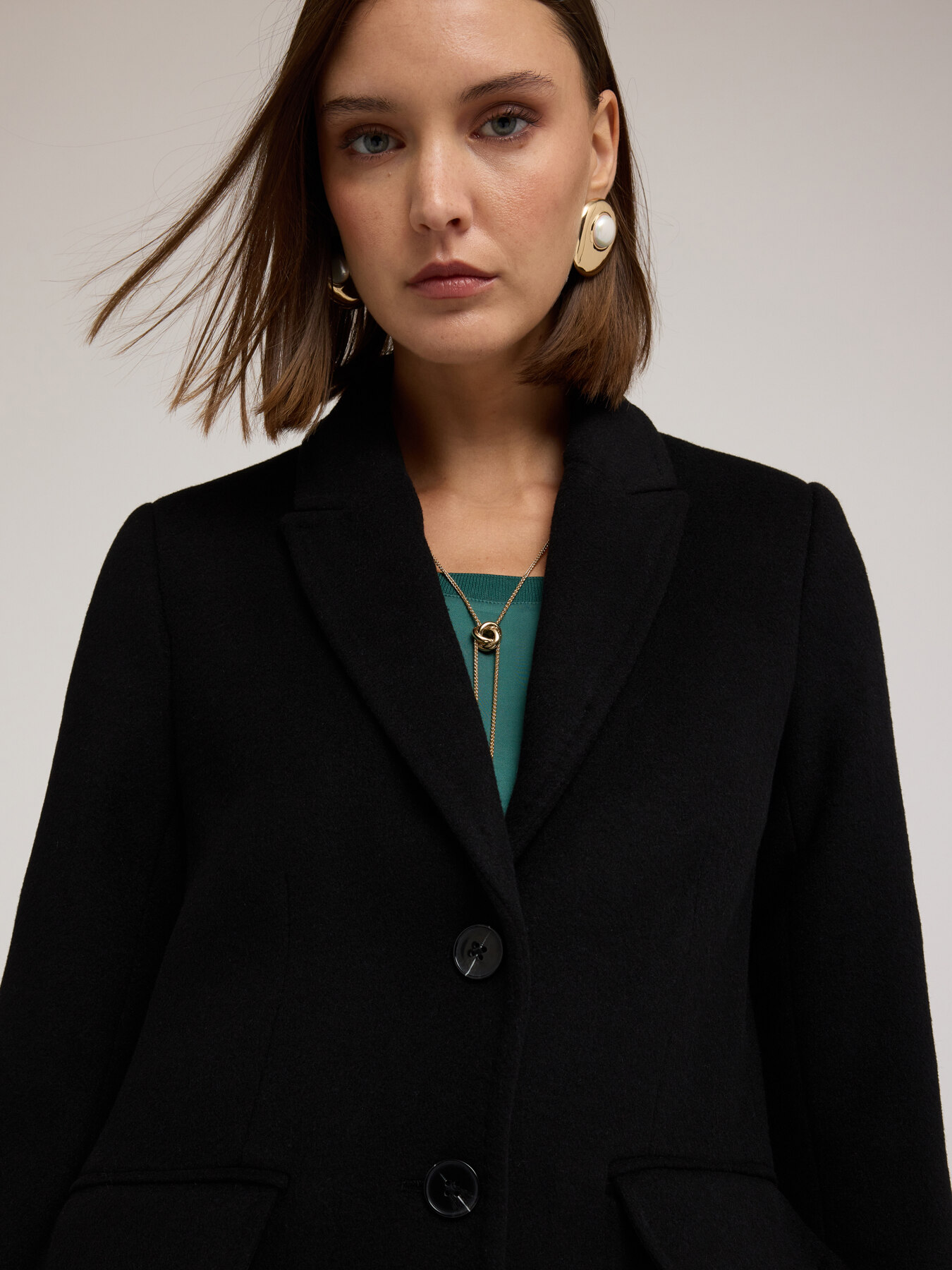 Knitted wool blend coat image number 3