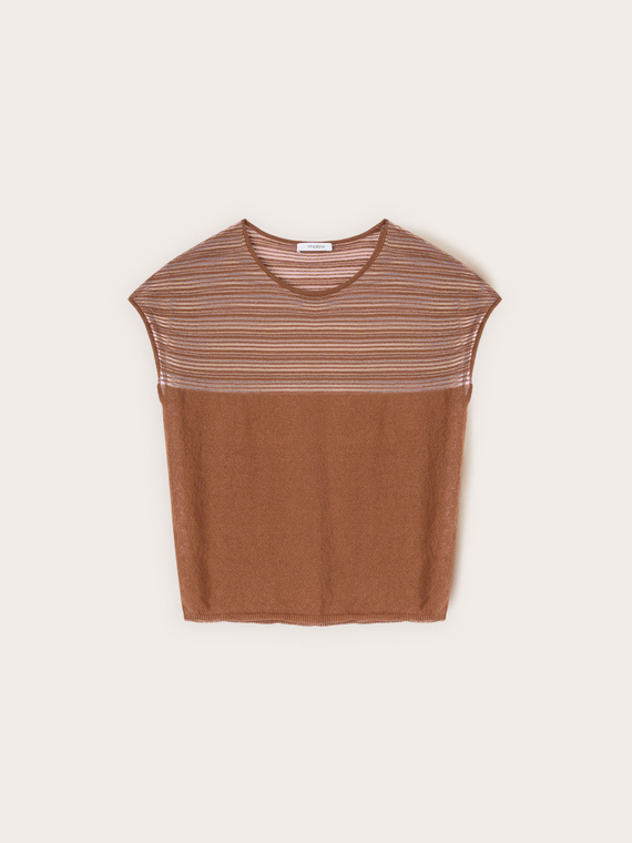 Gestreifter Strickpullover aus Leinenmischung