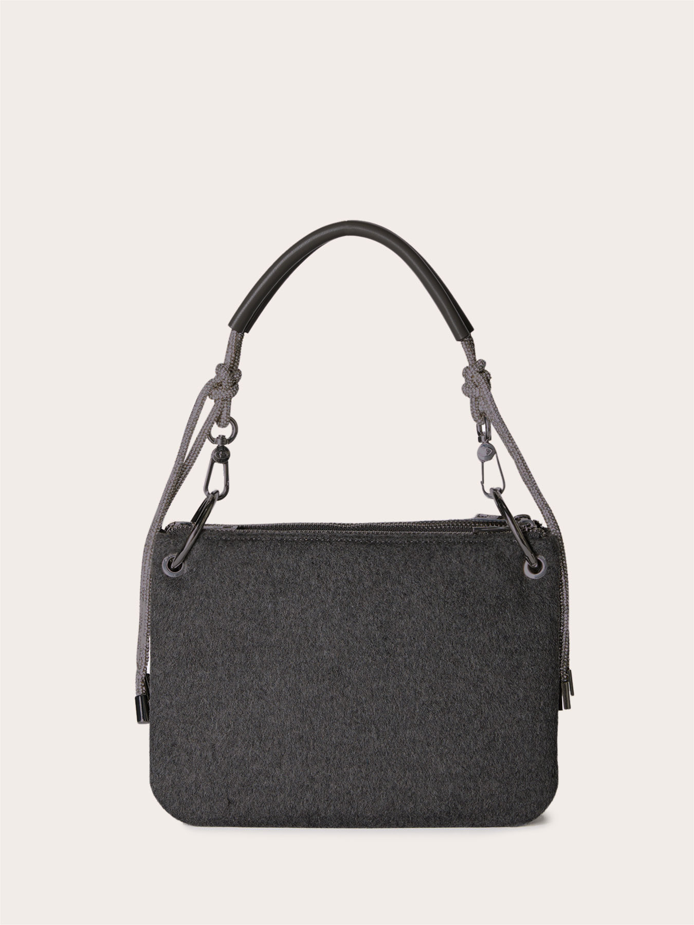 Borsa twins in tessuto spalmato e panno image number 2