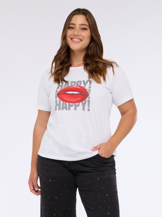 T-Shirt Happy! aus Baumwolljersey