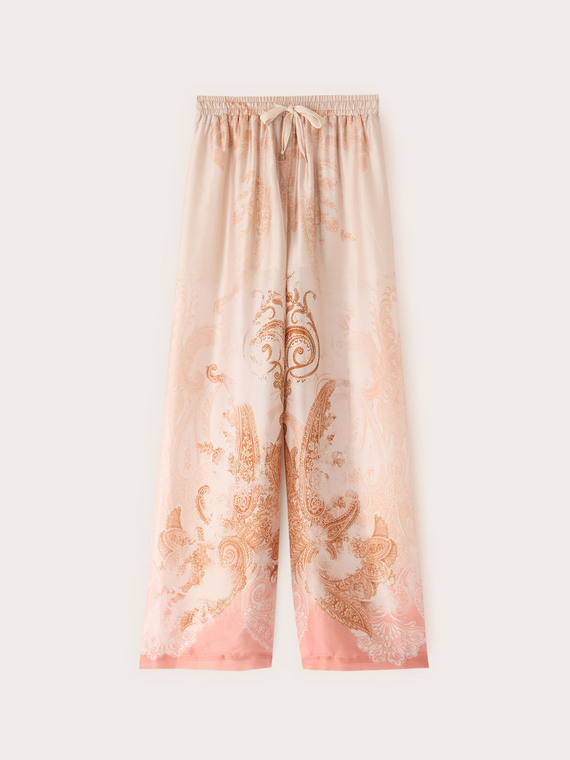 Palazzo pants in printed satin