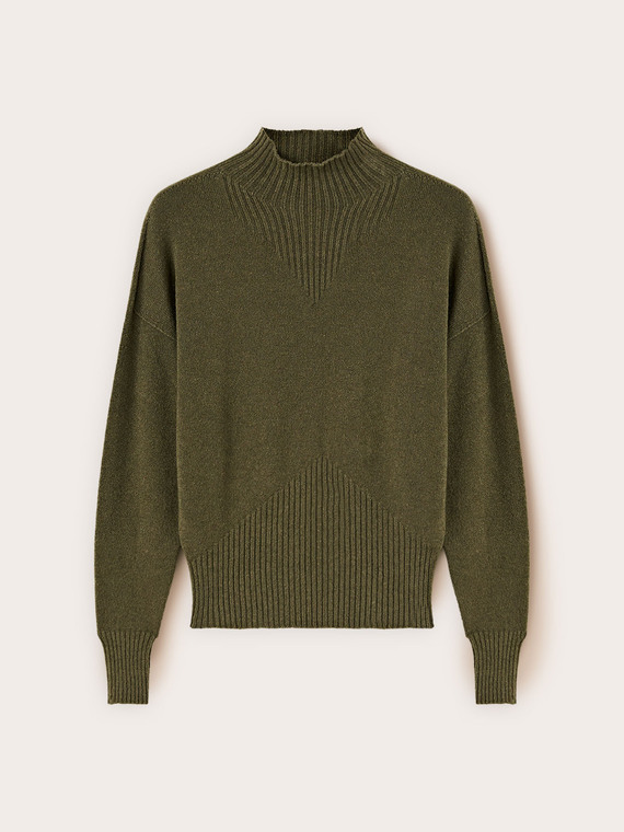 Ribbed viscose turtleneck sweater