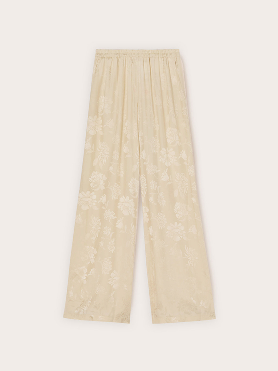 Pantaloni palazzo din satin jacquard