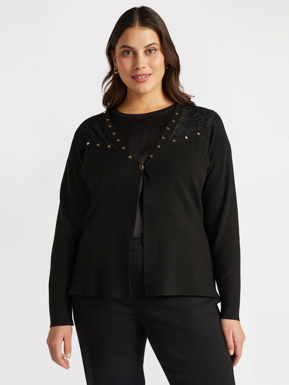 Cardigan mit Nieten und Spitzendetail