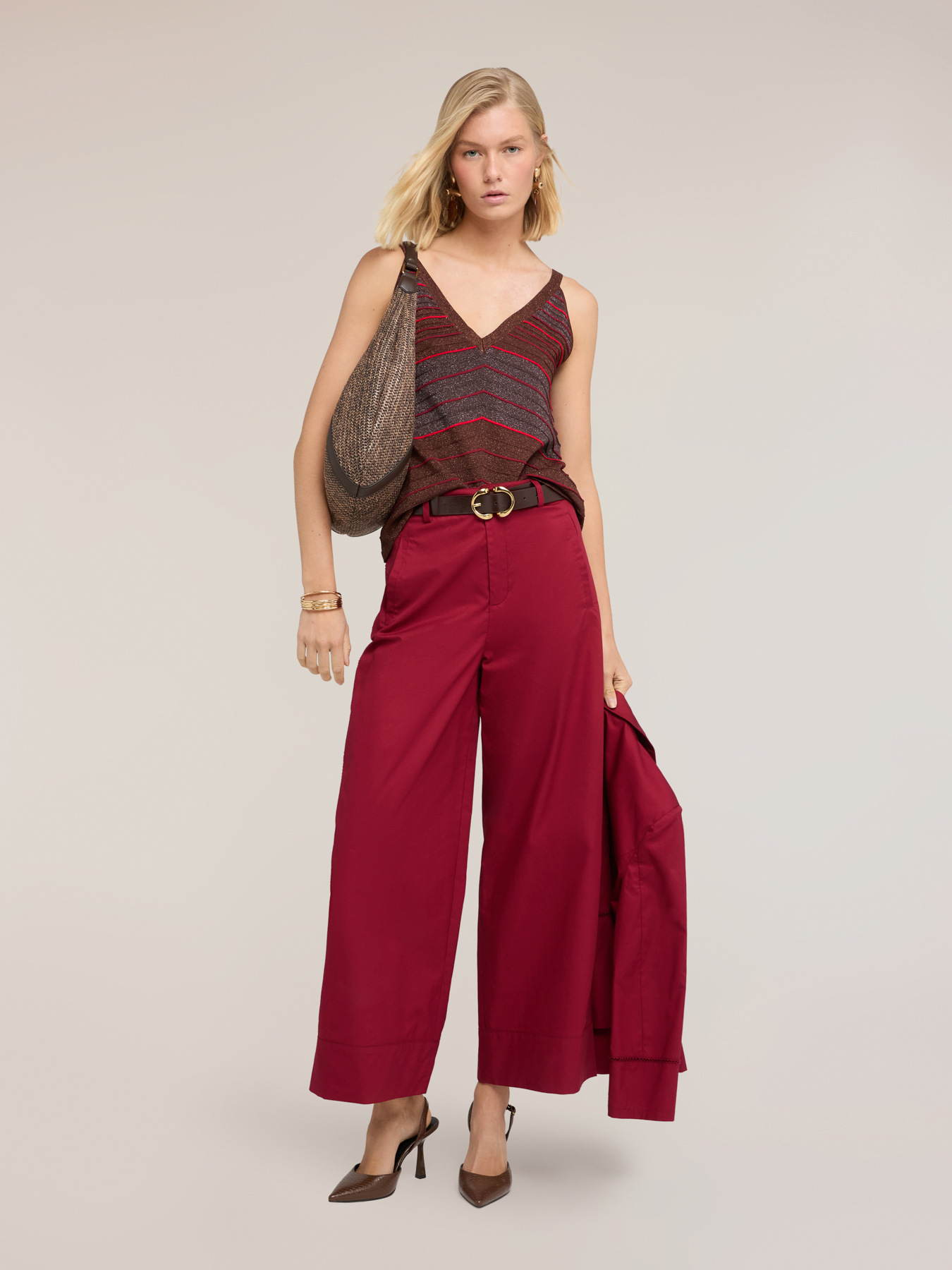 Top de punto de rayas en mezcla de lurex image number 3