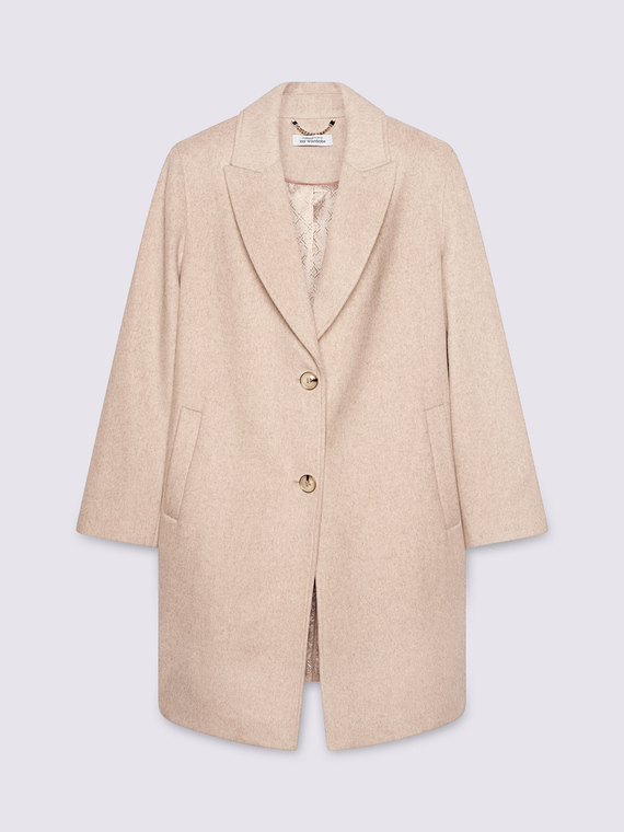 Wool blend coat with buttons and notched collar