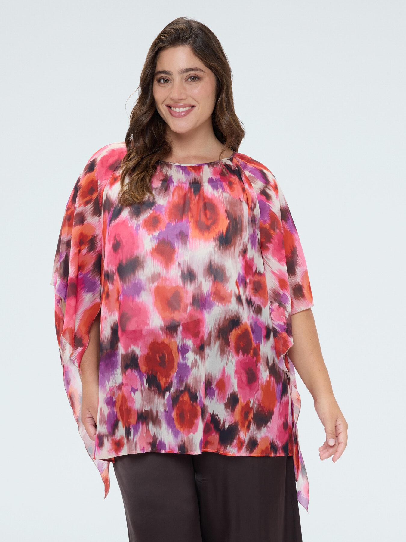Georgette tunic with watercolor print image number 0