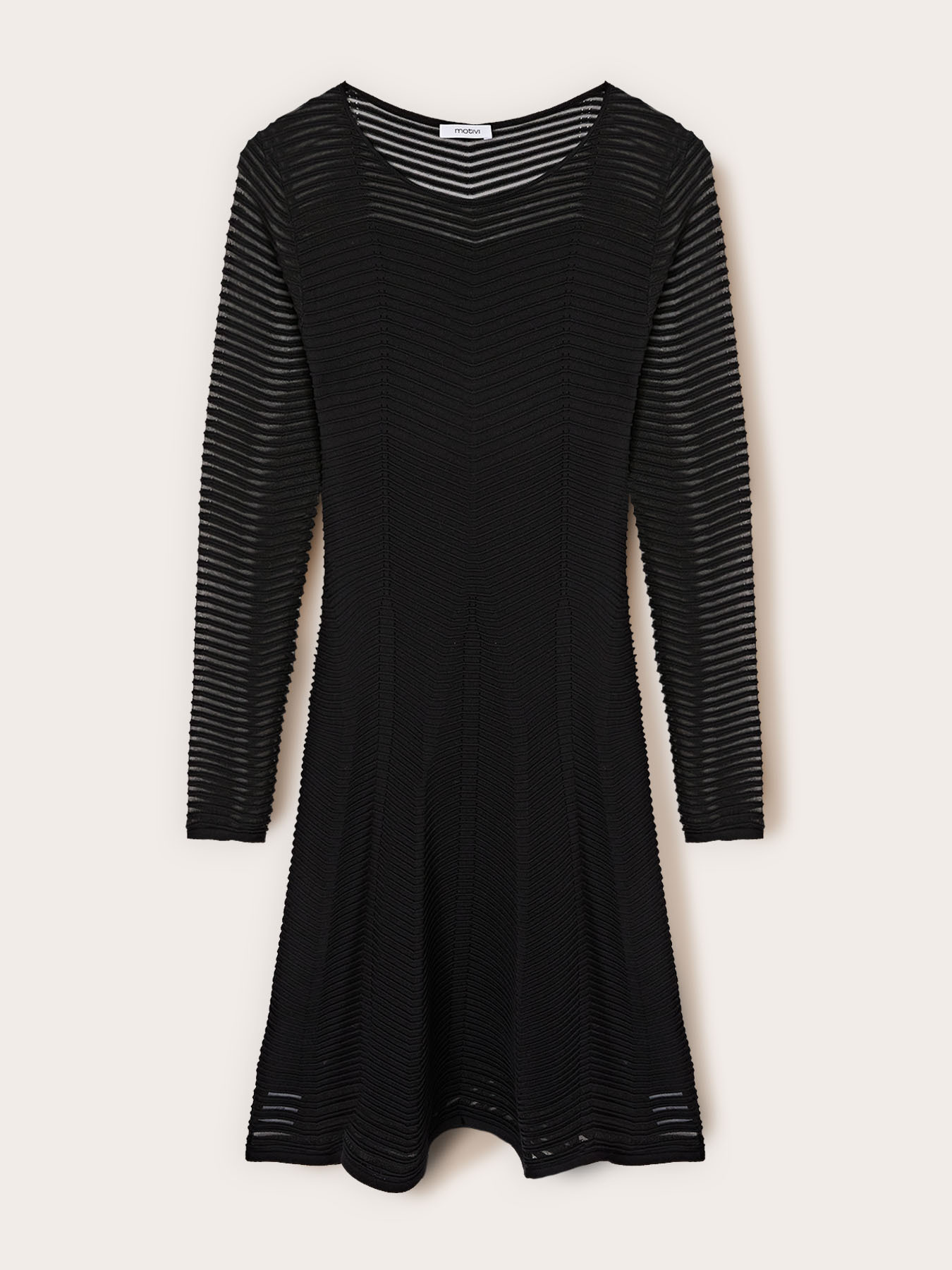 Flared dress in openwork knitwear image number 4