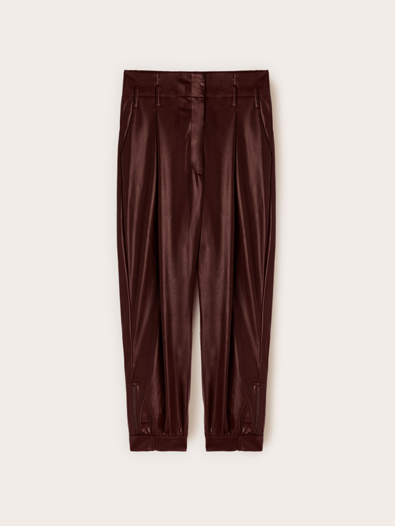 Pantalon à pinces en tissu enduit