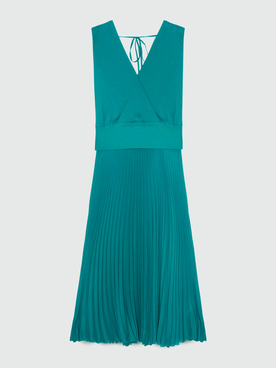 Plissee-Kleid mit V-Ausschnitt