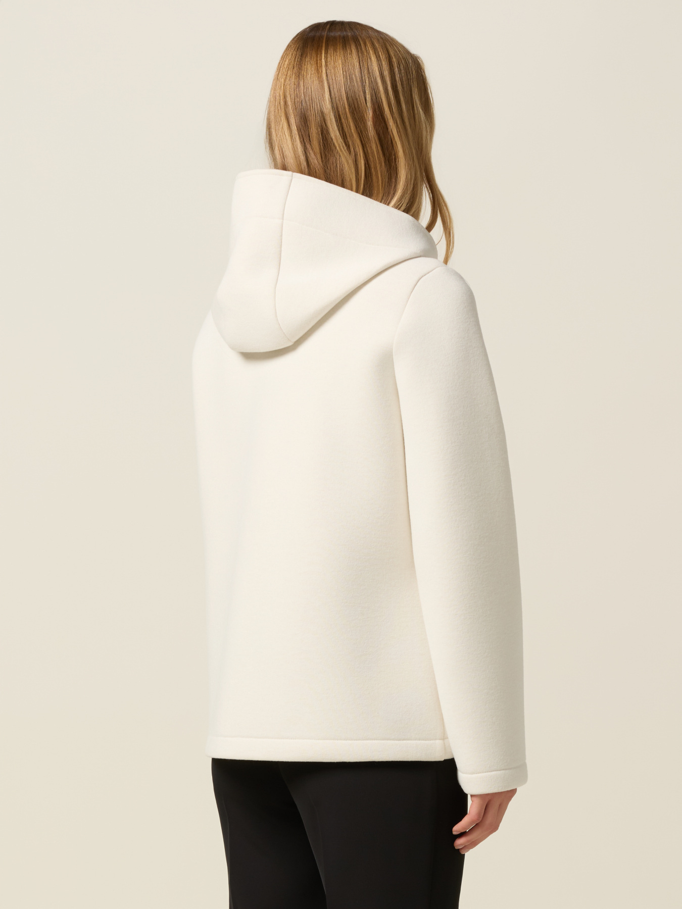 Short coat in scuba fabric with brooch image number 1