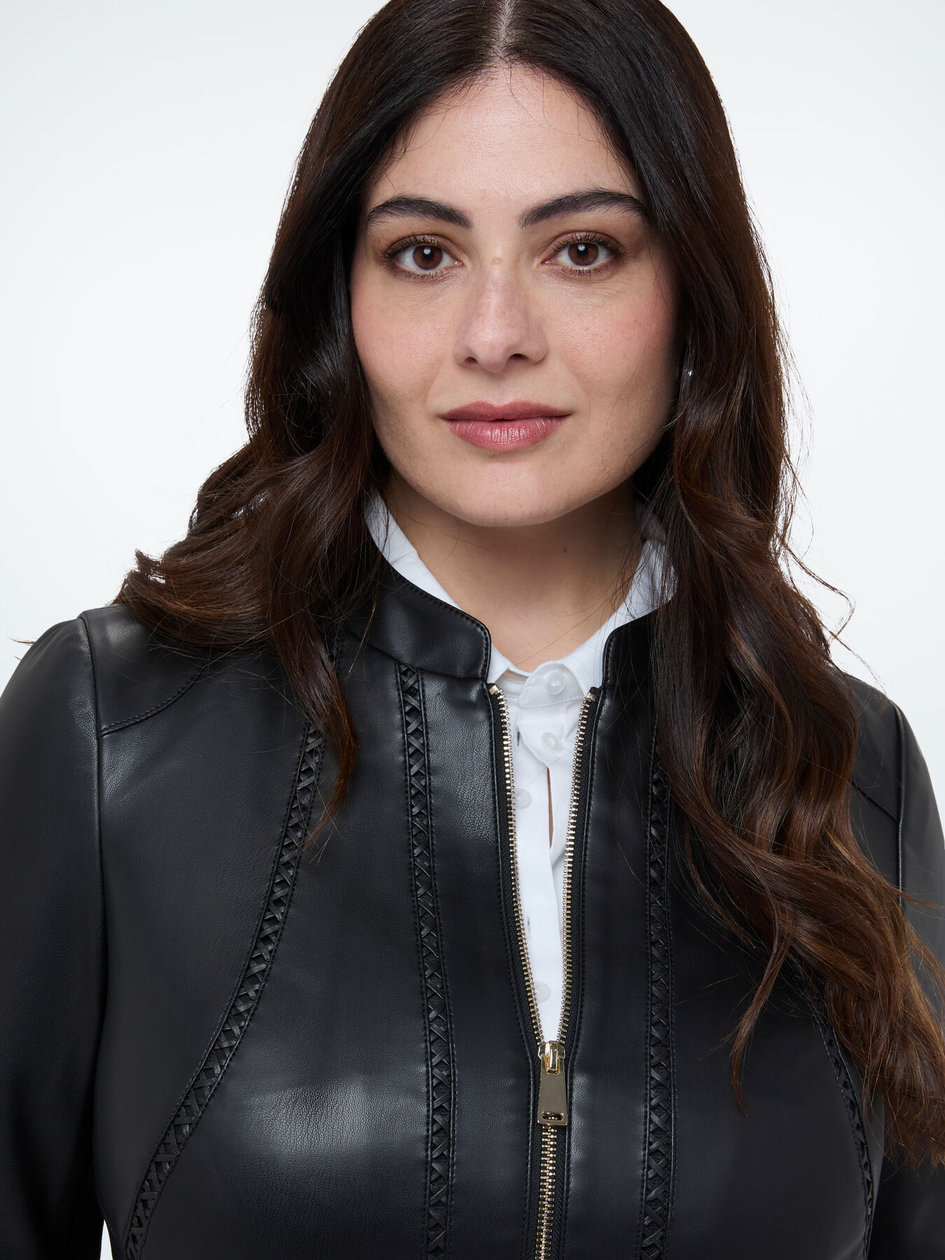 Giacca biker con dettagli intrecciati e inserti stretch image number 3