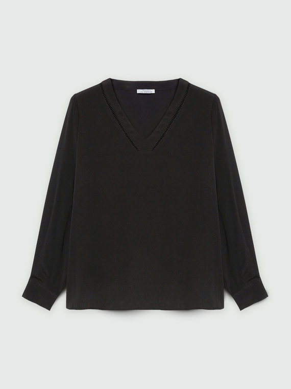 Bluse mit V-Ausschnitt aus Viskose LENZING™ ECOVERO™ Viskose