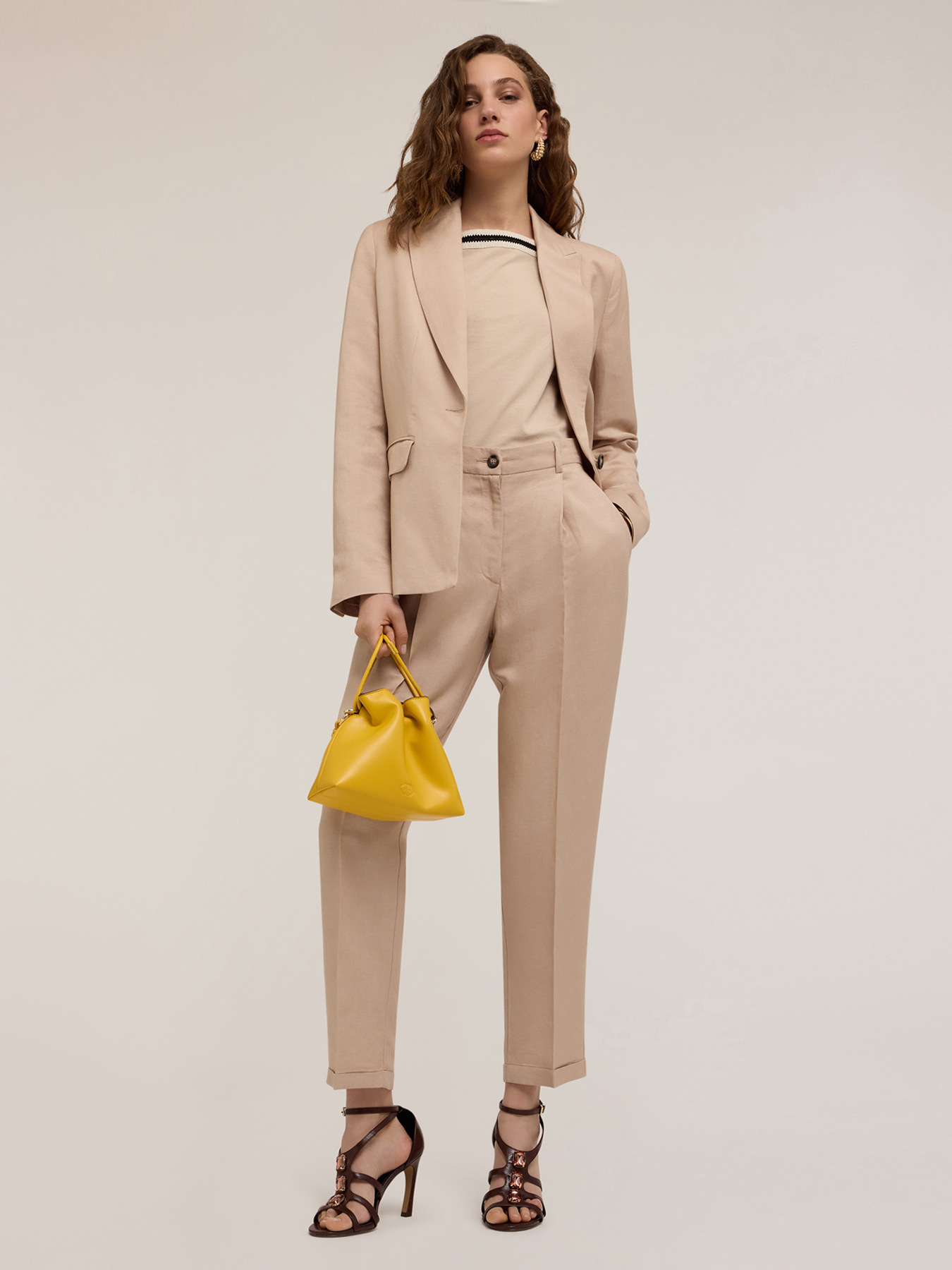 Blazer monopetto misto lino image number 0
