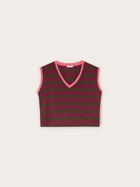 Striped sleeveless T-shirt