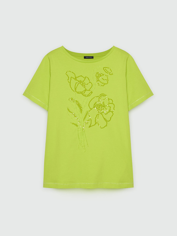 T-Shirt mit Blumenstickerei