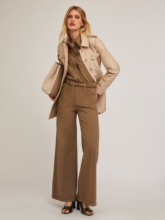 Pantalon large en drill de coton