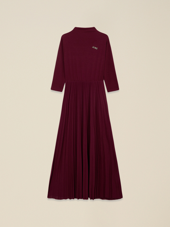 Viscose blend flare dress with brooch