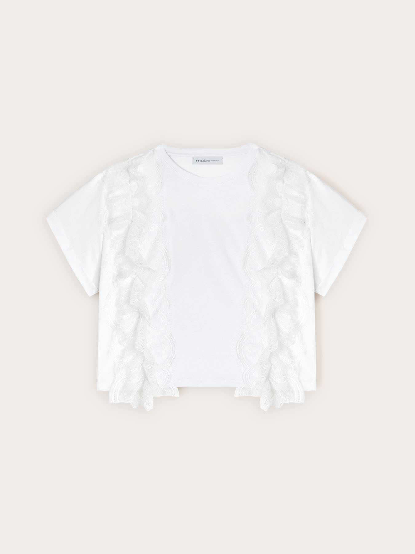 Tricou cu inserții din dantelă image number 4