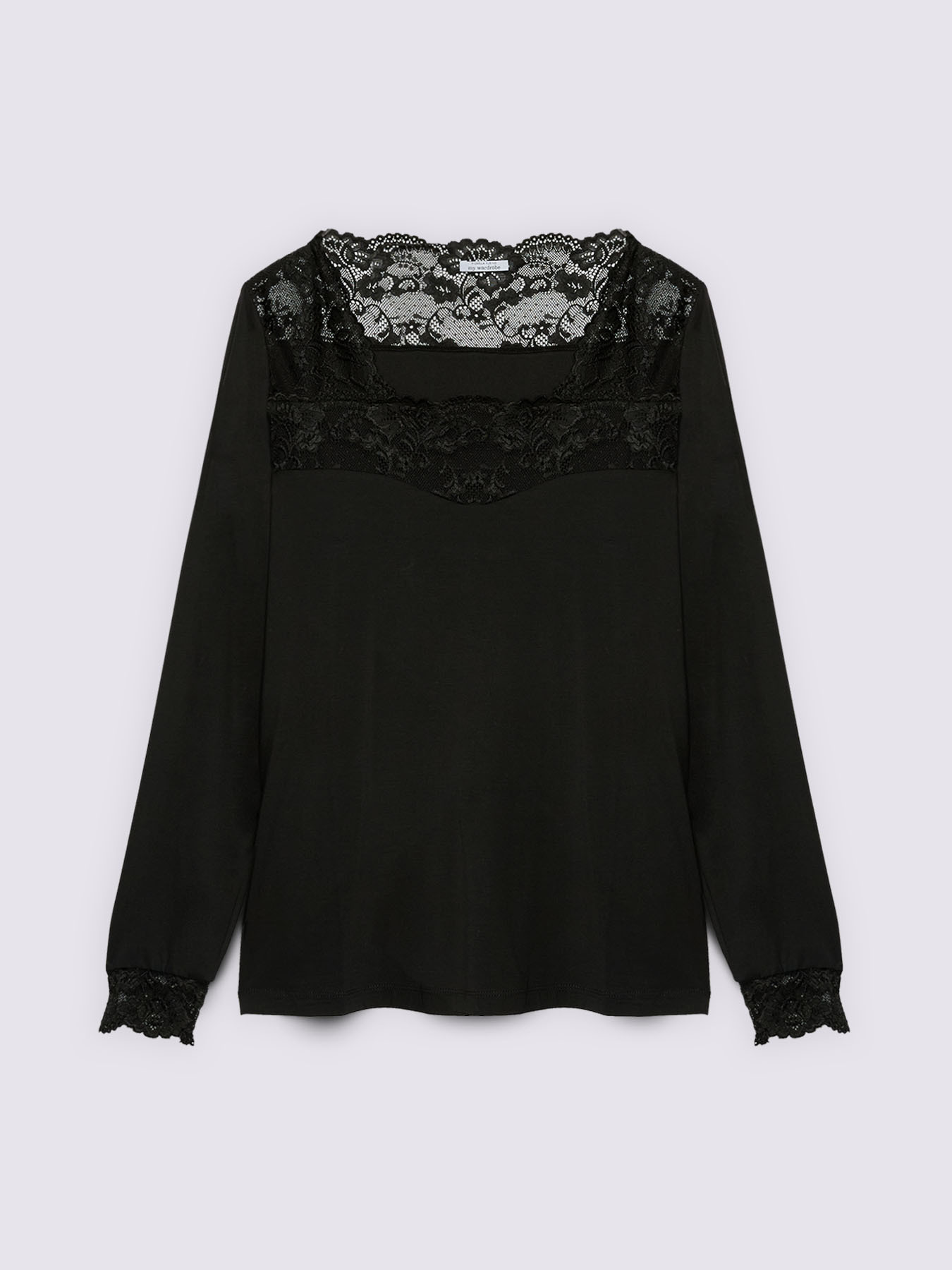Long sleeve T-shirt with lace insert image number 4