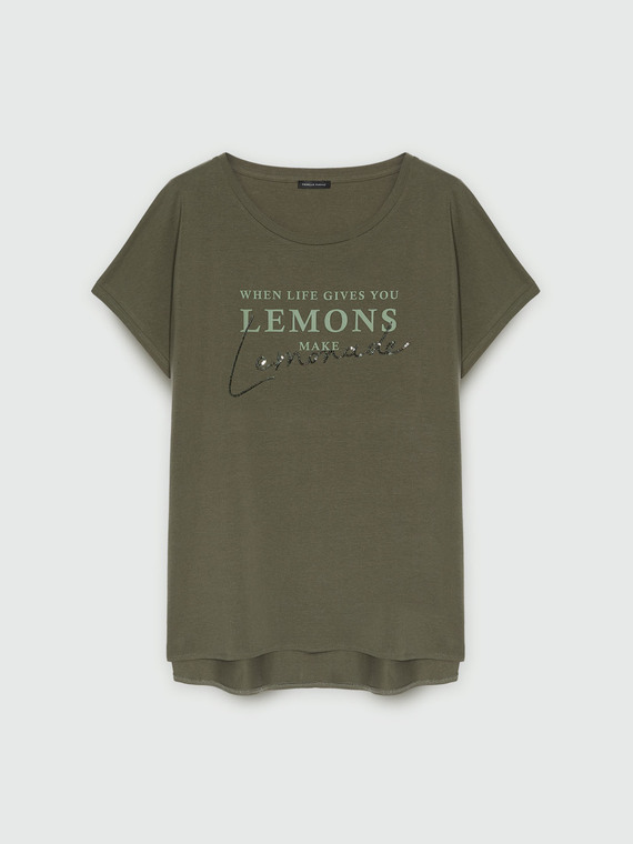 T-shirt avec écriture et broderie