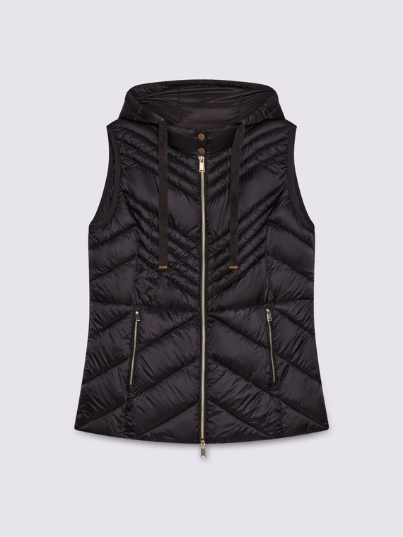 Ärmellose Daunenjacke mit Kapuze und Sorona® Aura-Füllung