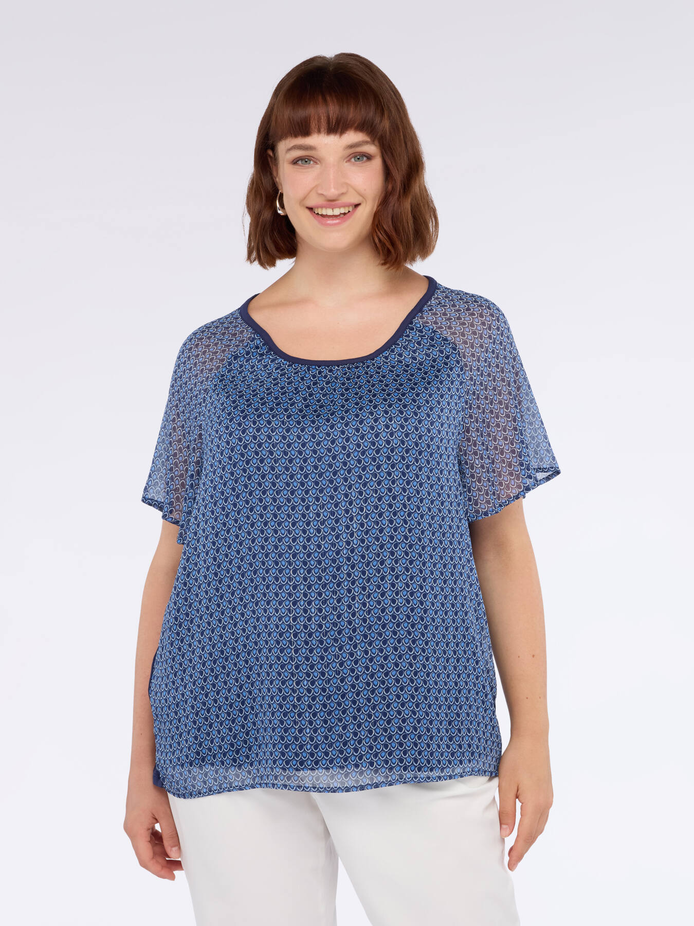 Zweistoff-T-Shirt mit Aufdruck image number 2