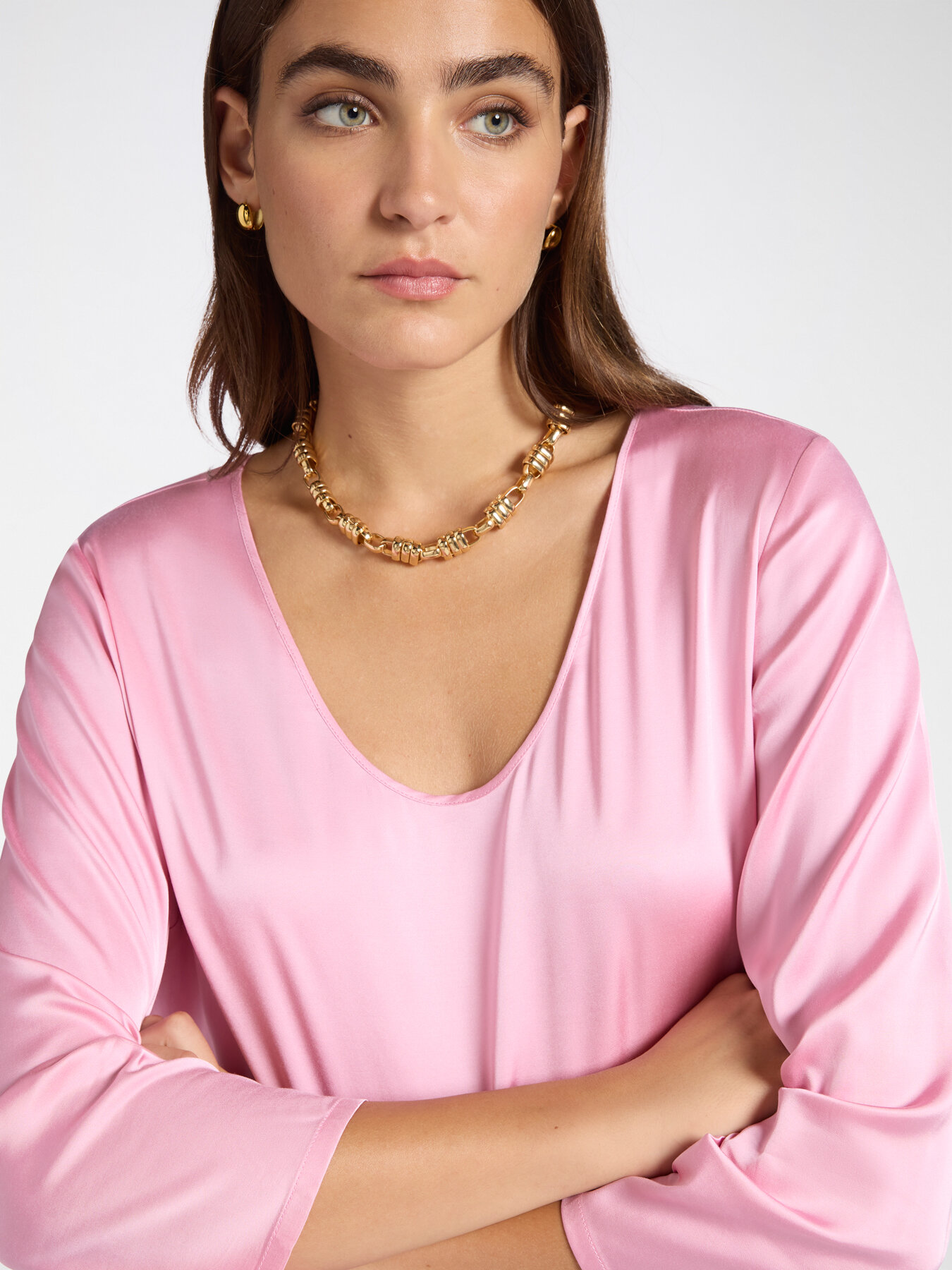 Stretch satin blouse image number 0