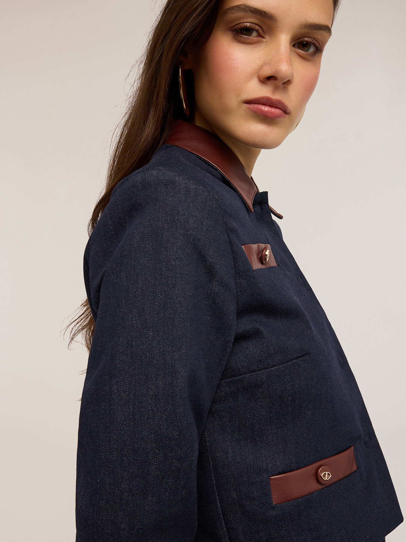 Veste en jean avec empiècements image number 3