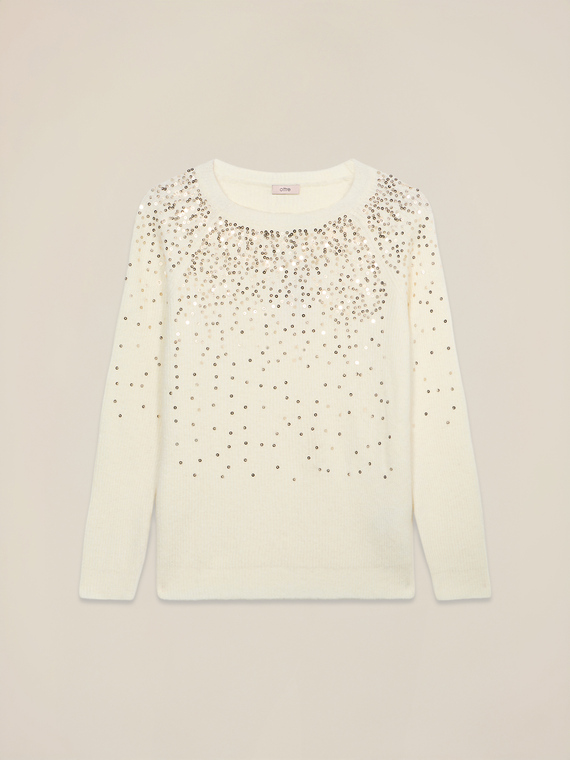 Maglia misto lana con paillettes