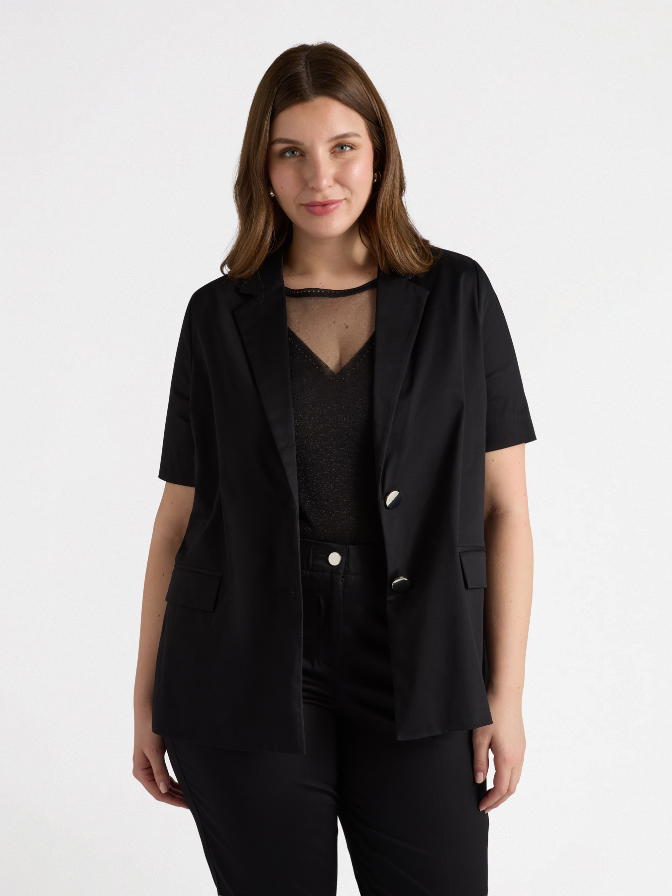 Short-sleeved cotton blazer image number 0
