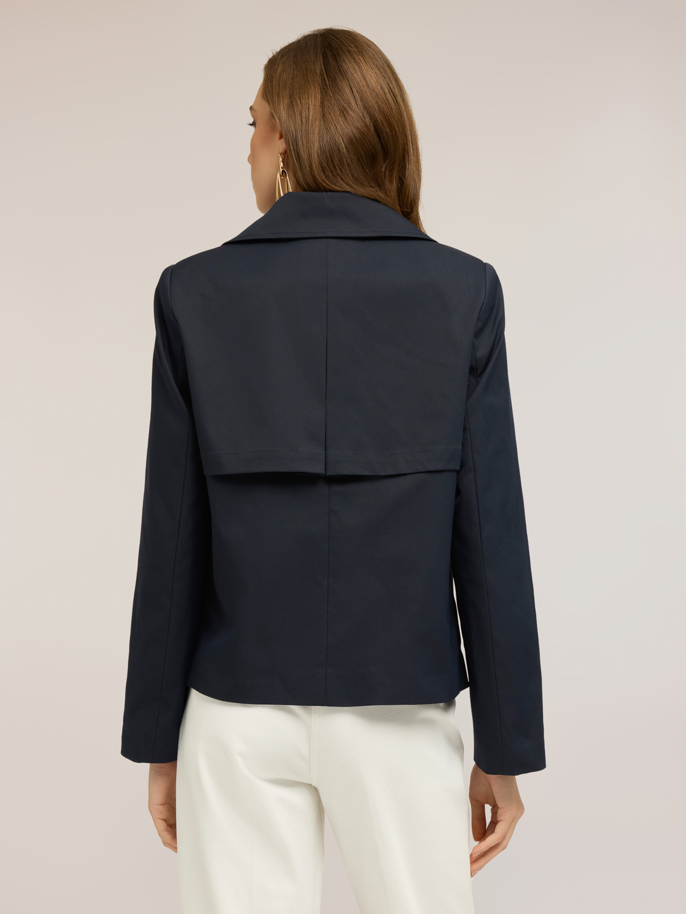 Double-breasted short trench coat in taffeta image number 1