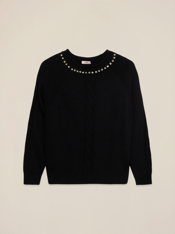 Maglia misto cashmere con castoni