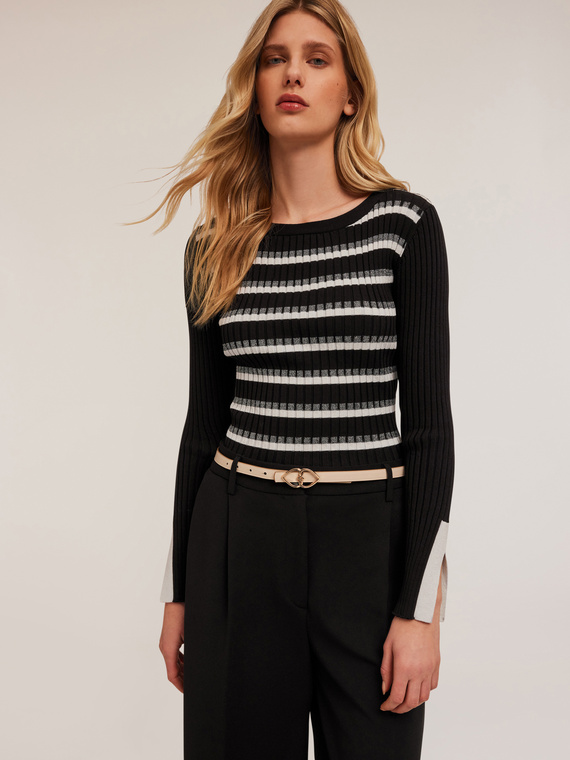 Maglia a coste a righe lurex
