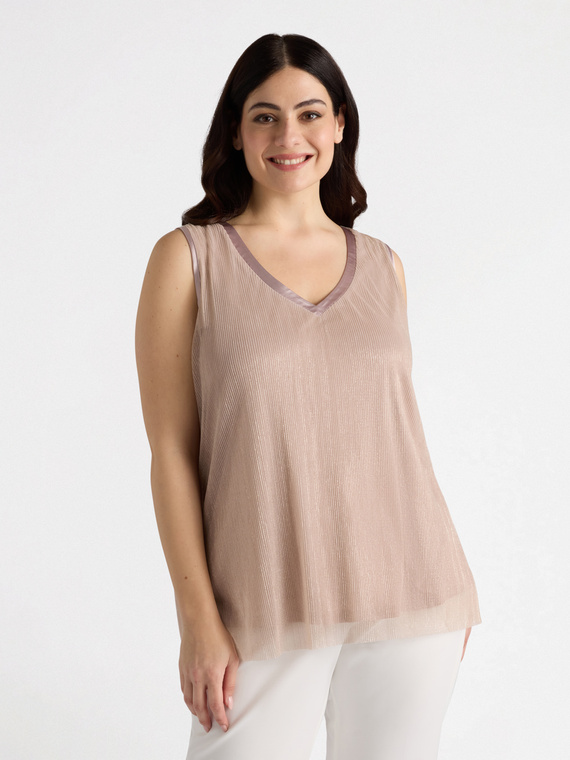 Lurex-Top mit V-Ausschnitt