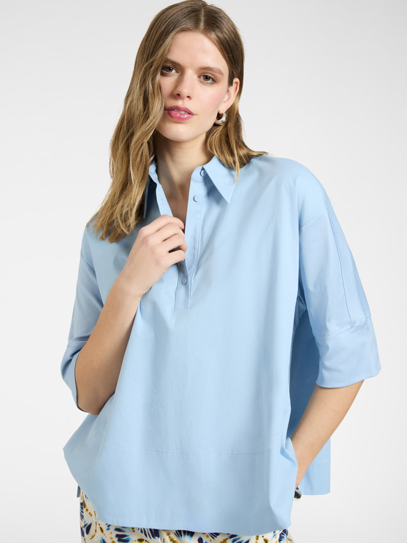Blusa boxy con maniche a tre quarti