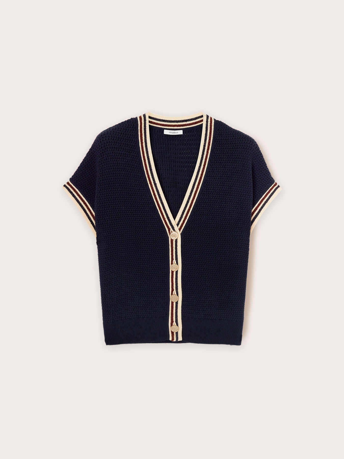 Knitted cardigan with striped edges image number 4