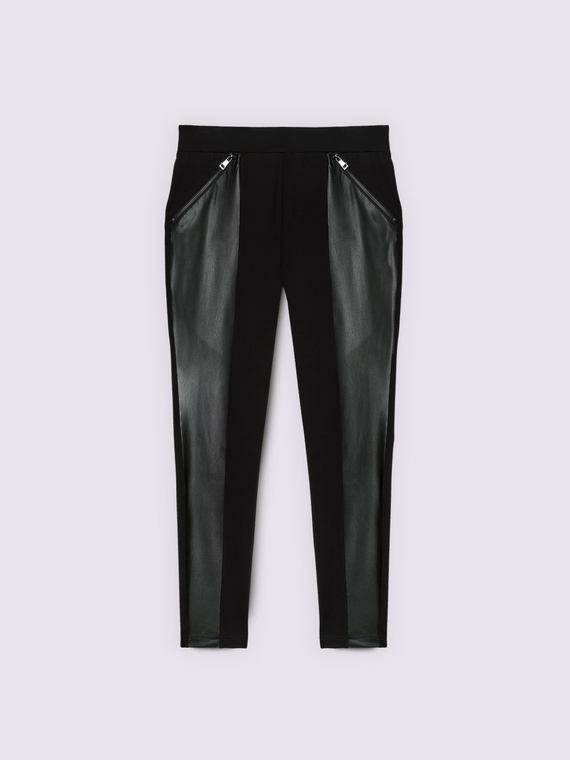 Leggings in punto Milano e tessuto spalmato